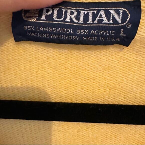 Vintage Puritan Sweater Mens Large Yellow V Neck LambsWool Made in USA - Picture 3 of 5